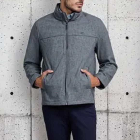 Dockers Mens Gray Textured Zip Up Jacket XL Lightweight Outerwear Casual - Picture 1 of 7